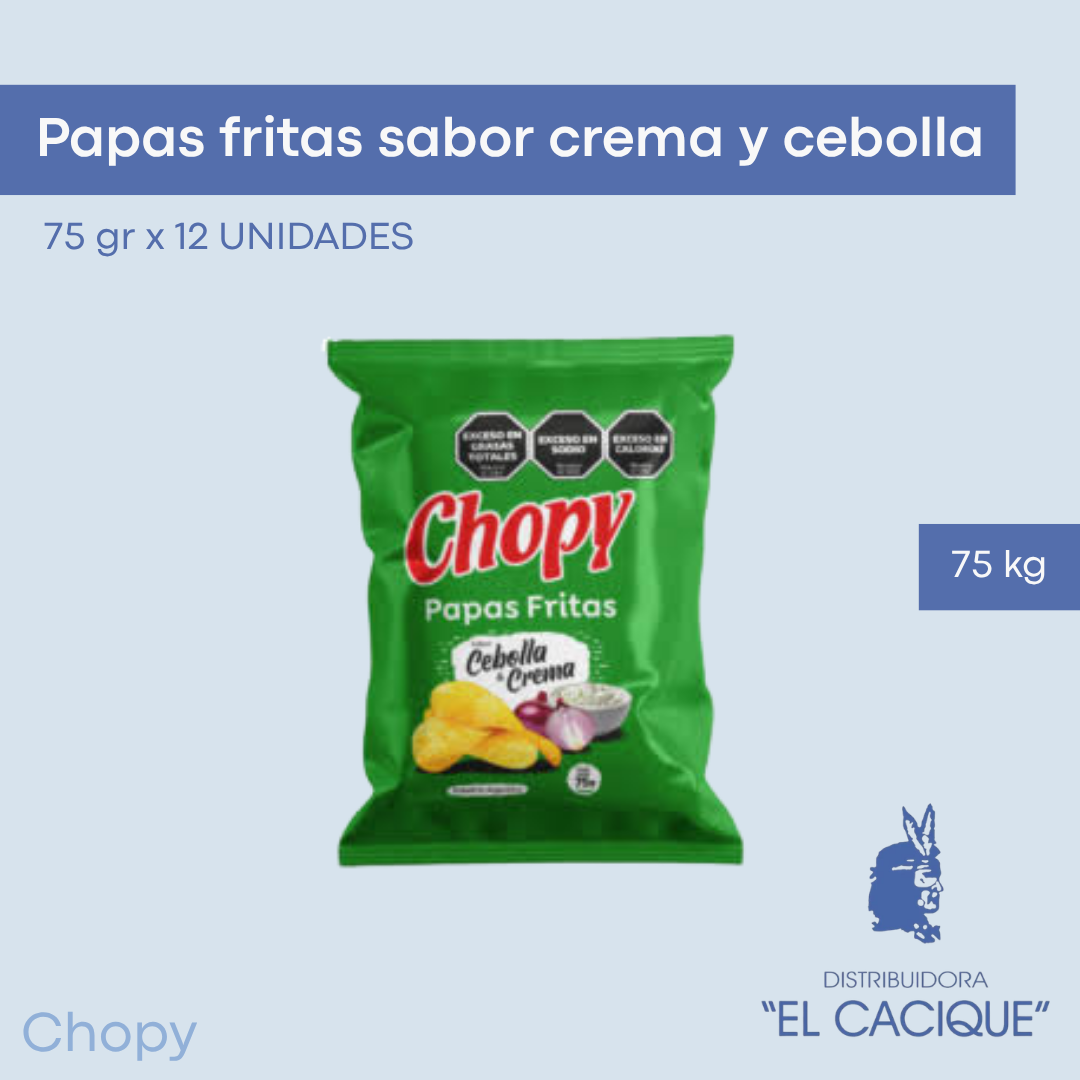 PAPAS FRITAS Sabor cebolla y crema 12 x 75 Chopy